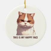 This is my Happy Face Moody Cat Magnet Ceramic Ornament (Back)