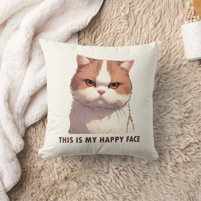 This is my Happy Face Moody Cat Magnet Throw Pillow (Blanket)