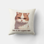 This is my Happy Face Moody Cat Magnet Throw Pillow (Back)