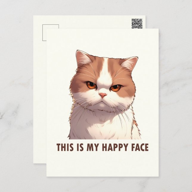 This is my Happy Face Moody Cat Postcard (Front/Back)