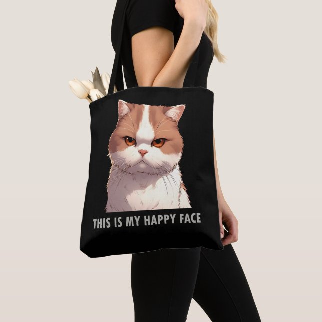 This is my Happy Face Moody Cat Tote Bag (Close Up)