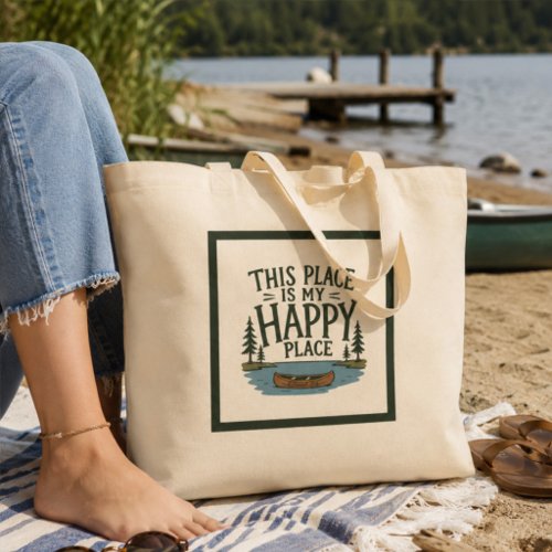 This is My Happy Place Deerwood Lake  Large Tote Bag