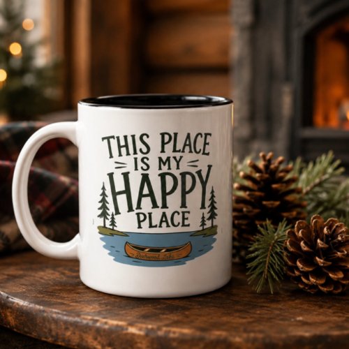 This is My Happy Place Deerwood Lake  Two-Tone Coffee Mug