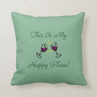 This Is My Happy Place! Green Throw Pillow