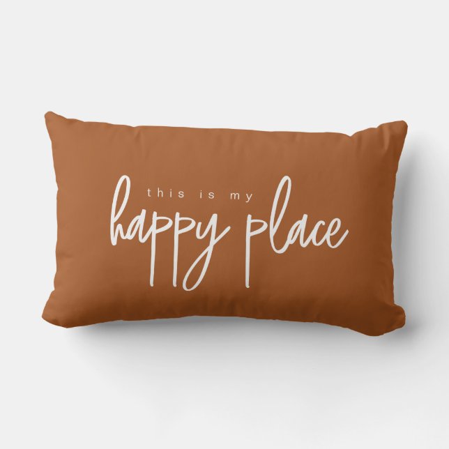 This is my Happy Place Modern terra-cotta  Lumbar Pillow (Back)