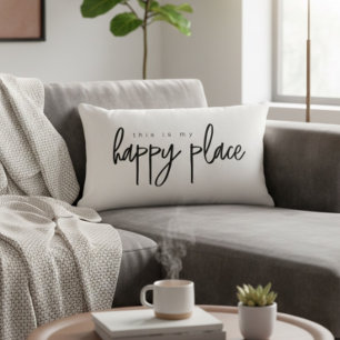 This is my Happy Place Modern Typography Simple Lumbar Pillow
