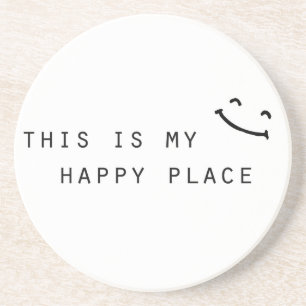this is my happy place simple modern design sandstone coaster