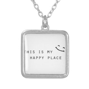 this is my happy place simple modern design silver plated necklace