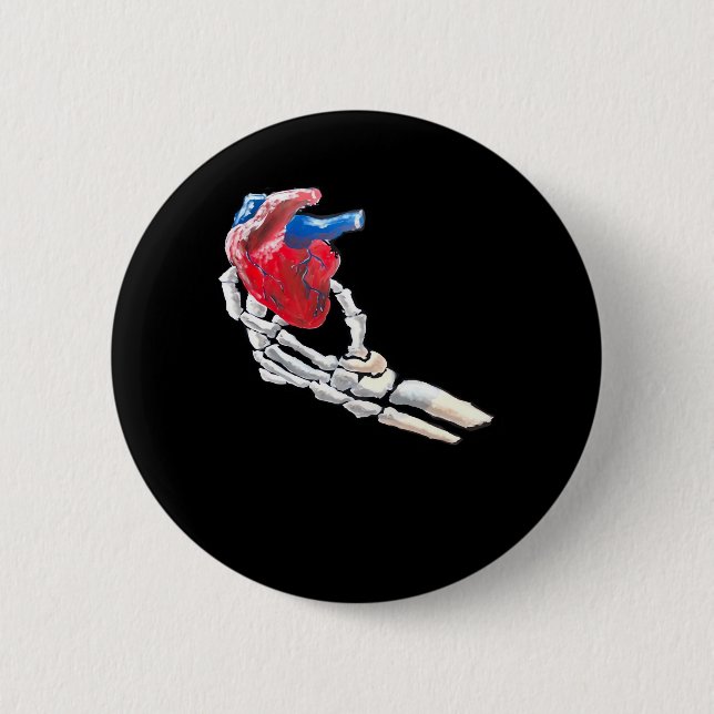 This Is My Heart Skeleton Heart Hands Creative Button (Front)