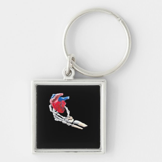 This Is My Heart Skeleton Heart Hands Creative Keychain (Front)