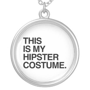 THIS IS MY HIPSTER COSTUME SILVER PLATED NECKLACE
