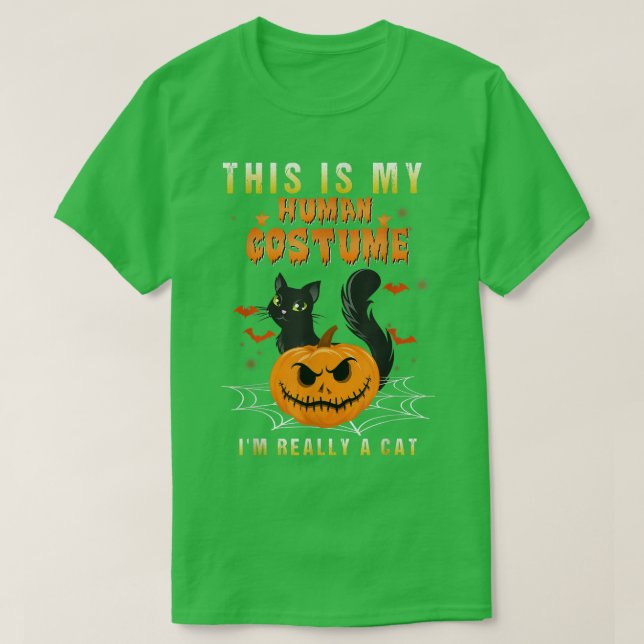 This Is My Human Costume I'm Really A Cat Pumpkin  T-Shirt (Design Front)