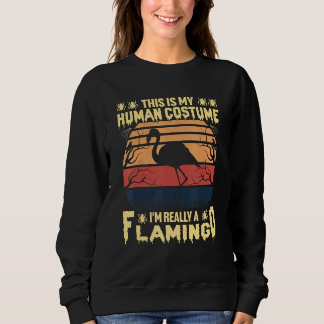 This is My Human Costume I'm Really a Flamingo Hal Sweatshirt (Front)