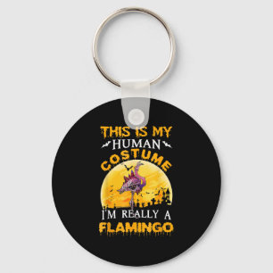 This Is My Human Costume Really Flamingo Halloween Keychain