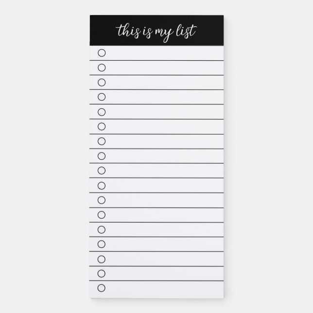 This is My List Magnetic Notepad (Front)