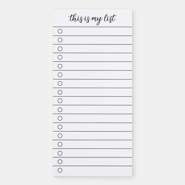 This is My List Magnetic Notepad (Front)