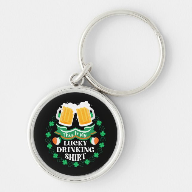 This Is My Lucky Drinking Beer St. Patrick's Day Keychain (Front)
