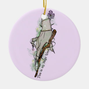 This Is My Magic Wand – Gothic Witch Hand Ceramic Ornament