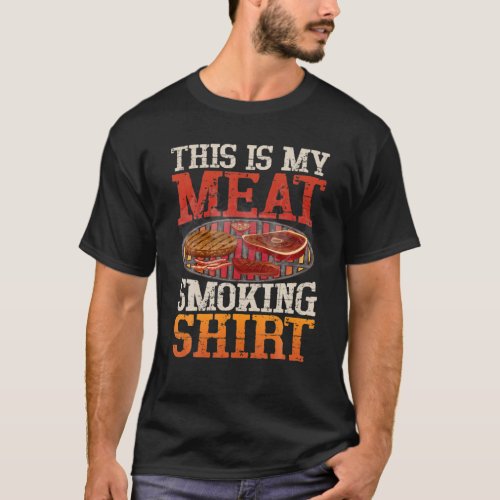 THIS IS MY MEAT SMOKING BBQ Vintage Retro Distress T_Shirt