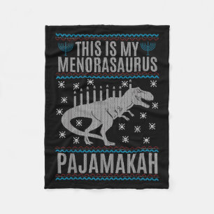 This Is My Menorah-saurus Happy Hanukkah Dinosaur  Fleece Blanket