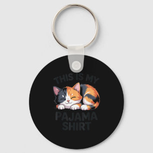 This Is My Pajama Funny Calico Cat Keychain
