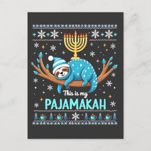 This is My Pajamakah Jewish Hanukkah Ugly Sweater Postcard