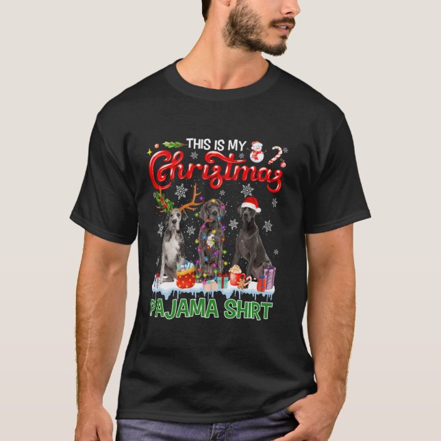 This Is My Pajamas Shirt Santa Great Dane Dogs Lov (Front)
