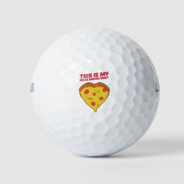This Is My Pizza Making Shirt Heart Golf Balls (Front)