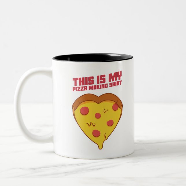 This Is My Pizza Making Shirt Heart Two-Tone Coffee Mug (Left)