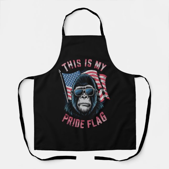This Is My Pride Flag American Flag Bigfoot  Apron (Front)