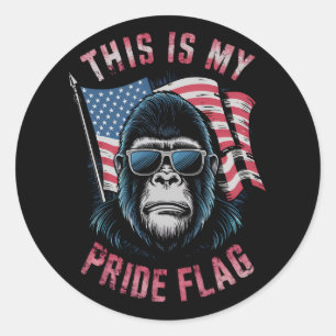 This Is My Pride Flag American Flag Bigfoot Classic Round Sticker