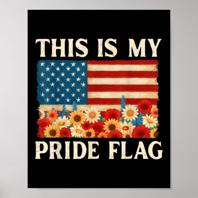 This Is My Pride Flag Boho Floral Usa Flag 4th Of  Poster (Front)