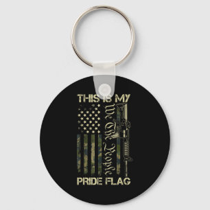 This Is My Pride Flag Gun Camouflage Usa American  Keychain