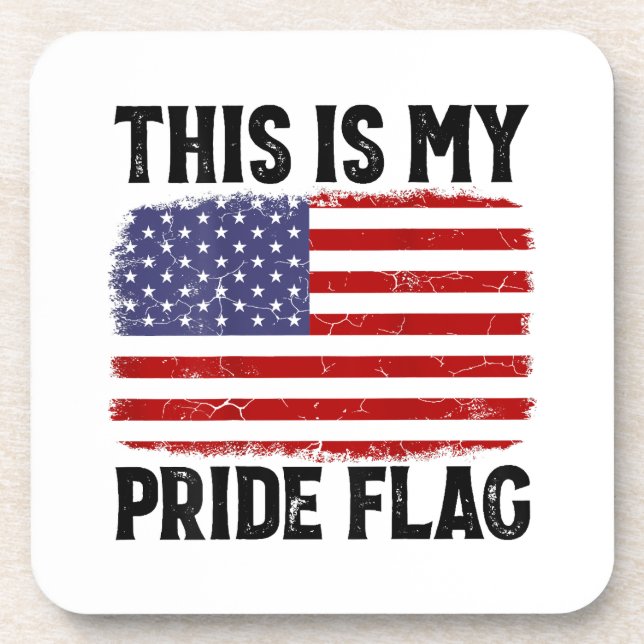 This Is My Pride Flag US Flag, 4th Of July Patriot Beverage Coaster (Front)