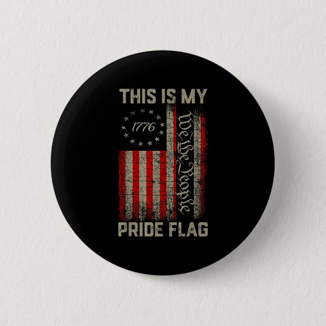 This Is My Pride Flag Usa American 4th Of July Pat Button (Front)