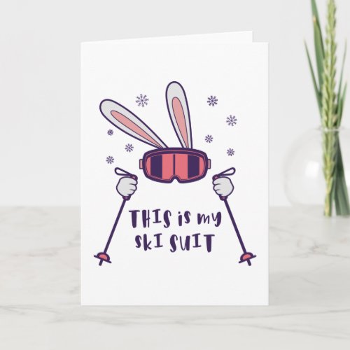 This is my Ski Suit Skiing Rabbit with ski poles Card