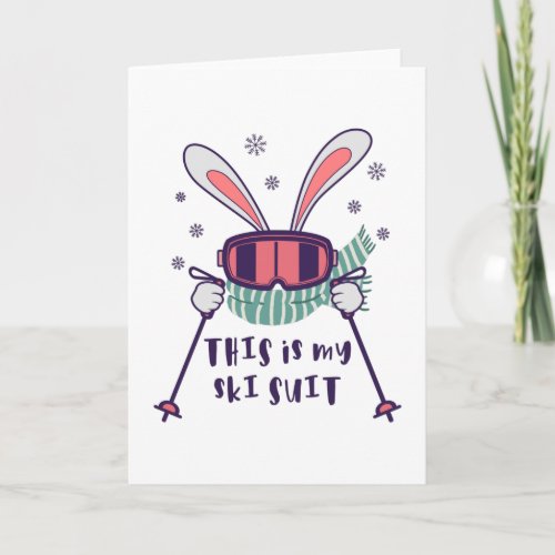 This is my Ski Suit Skiing Rabbit with ski poles Card