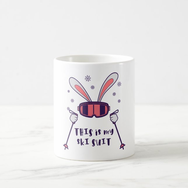 This is my Ski Suit Skiing Rabbit with ski poles Coffee Mug (Center)