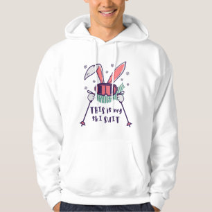 This is my Ski Suit Skiing Rabbit with ski poles Hoodie