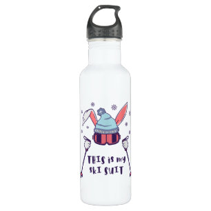 This is my Ski Suit Skiing Rabbit with ski poles Stainless Steel Water Bottle