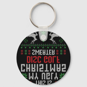 This Is My Ugly Christmas Disc Golf Sweater Disc G Keychain