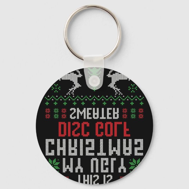 This Is My Ugly Christmas Disc Golf Sweater Disc G Keychain (Front)