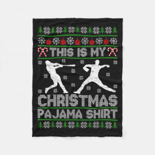 This Is My Ugly Christmas Pajama Baseball Funny Wi Fleece Blanket