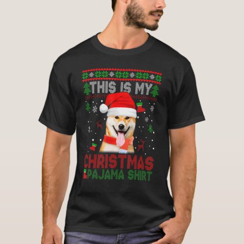 This Is My Ugly Christmas Pajama  Shiba Inu Dog T_Shirt