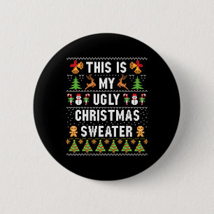 This Is My Ugly Sweater Funny Christmas Short Slee Button