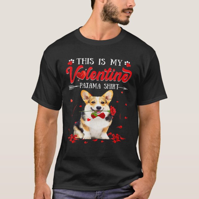This Is My Valentine Pajama Corgi Couple Matching T-Shirt (Front)