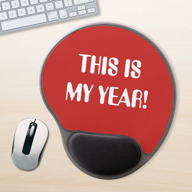 This Is My Year Red Typography | Motivational Gel Mouse Pad (Creator Uploaded)