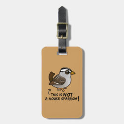 Not a House Sparrow! Small Luggage Tag with leather strap