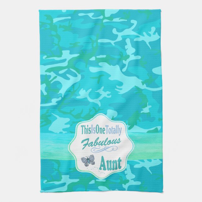 This Is One Totally Fabulous Aunt Blue Butterfly Kitchen Towel (Vertical)
