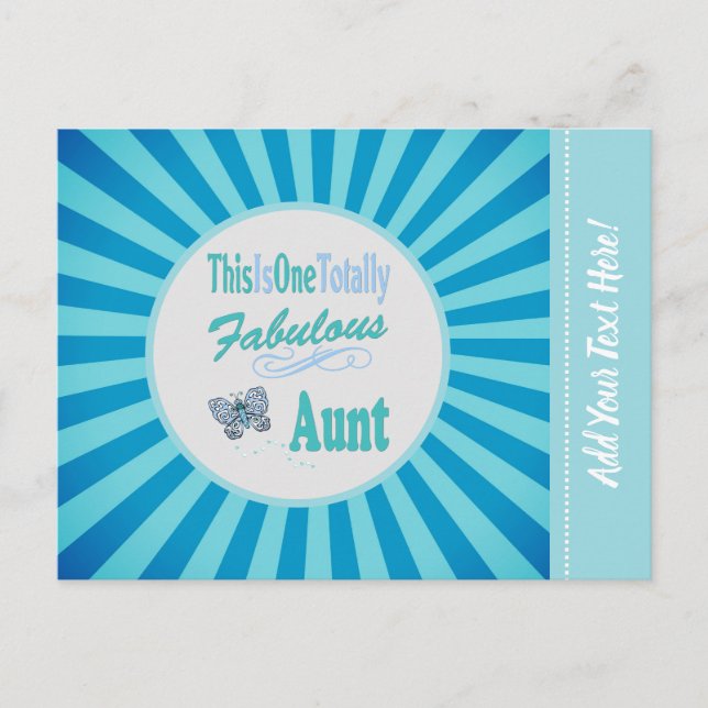 This Is One Totally Fabulous Aunt Blue Butterfly Postcard (Front)